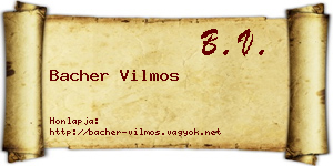 Bacher Vilmos névjegykártya